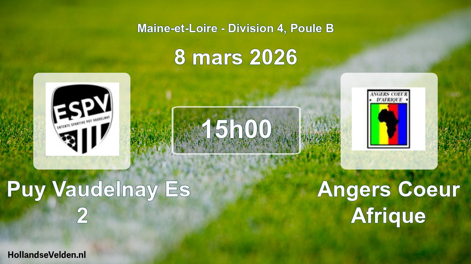Geplande wedstrijd: Le Puy Vaudelnay Es 2 - Angers Coeur Afrique (8 mars 2026)