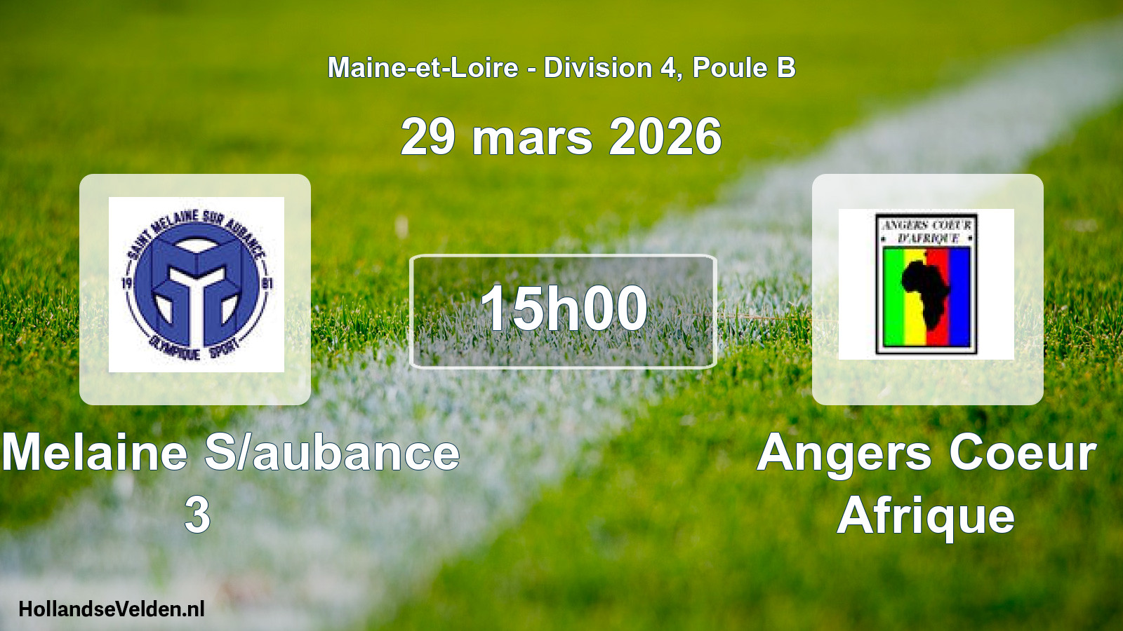 Geplande wedstrijd: St Melaine S/aubance 3 - Angers Coeur Afrique (29 mars 2026)