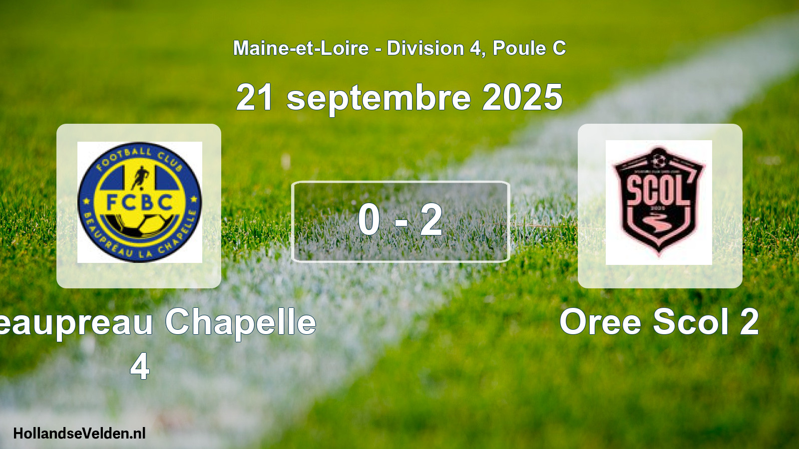 Total number of matches played: Beaupreau Chapelle 4 - Oree Scol 2 0 - 2 (21 September 2025)