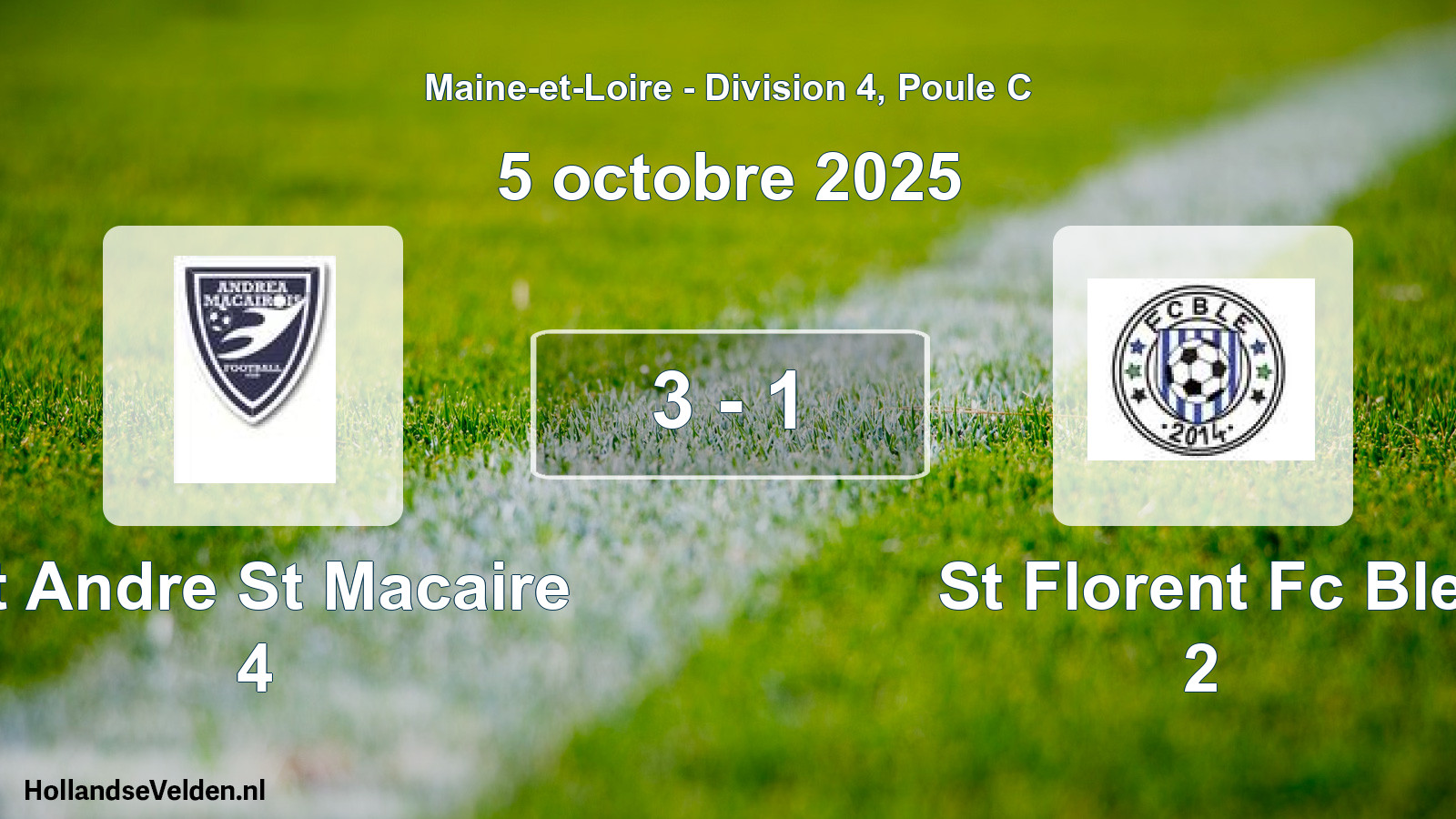 Total number of matches played: St Andre St Macaire 4 - St Florent Fc Ble 2 3 - 1 (5 October 2025)
