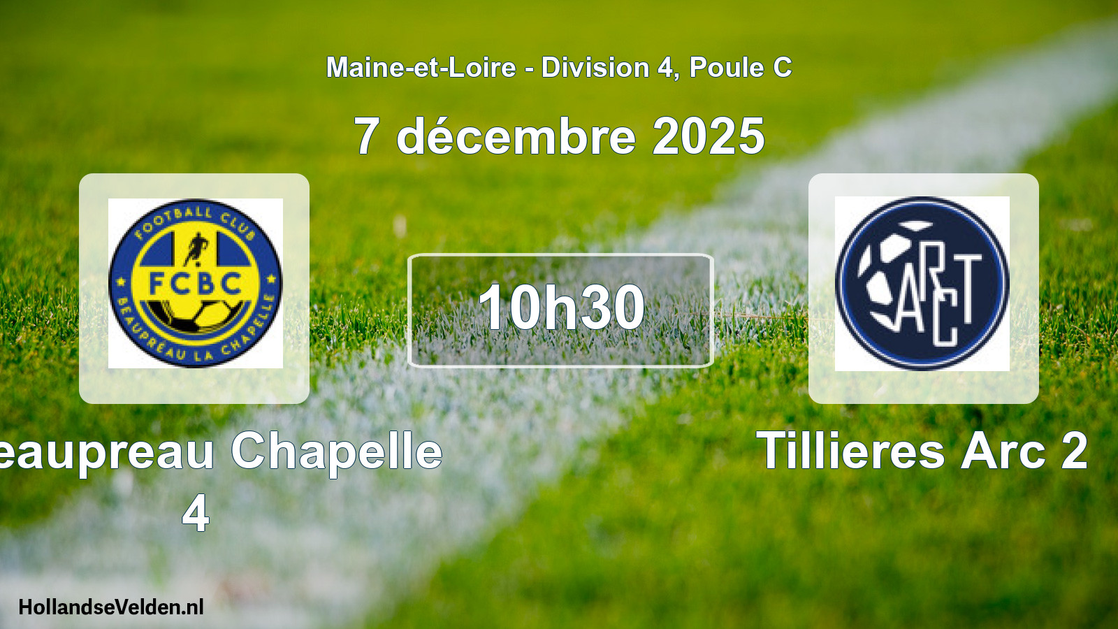 Geplande wedstrijd: Beaupreau Chapelle 4 - Tillieres Arc 2 (7 december 2025)
