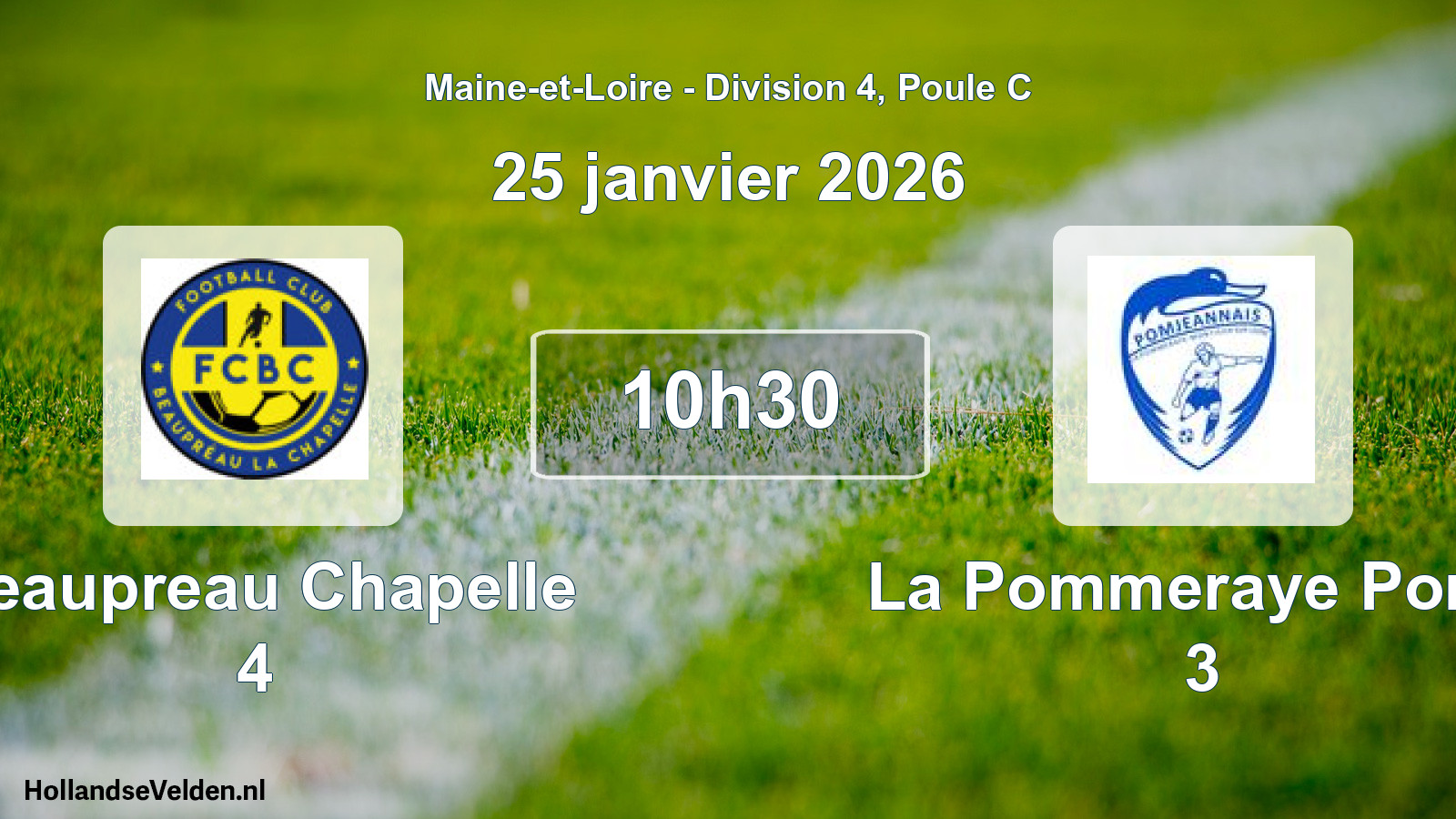Geplande wedstrijd: Beaupreau Chapelle 4 - La Pommeraye Pomj. 3 (25 januari 2026)