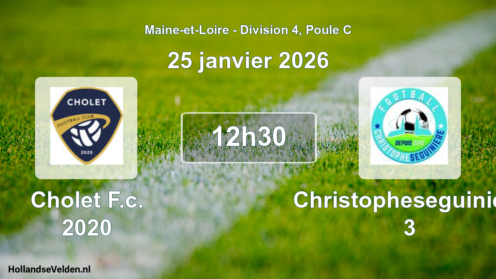 Geplande wedstrijd: Cholet F.c. 2020 - Christopheseguiniere 3 (25 janvier 2026)