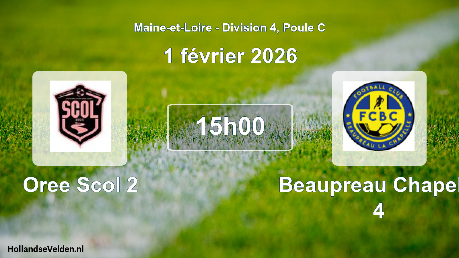 Geplande wedstrijd: Oree Scol 2 - Beaupreau Chapelle 4 (1 février 2026)
