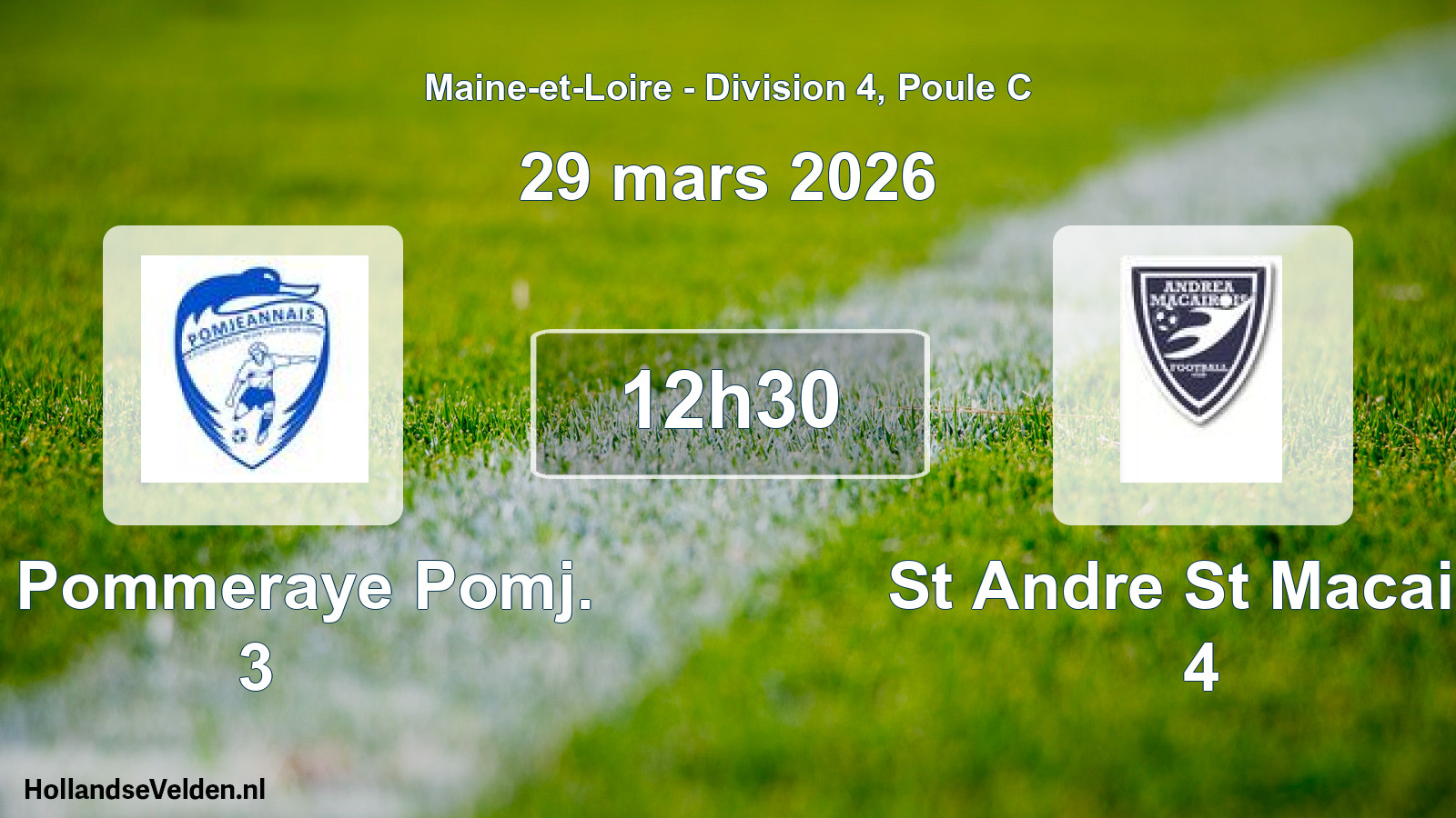 Geplande wedstrijd: La Pommeraye Pomj. 3 - St Andre St Macaire 4 (29 mars 2026)