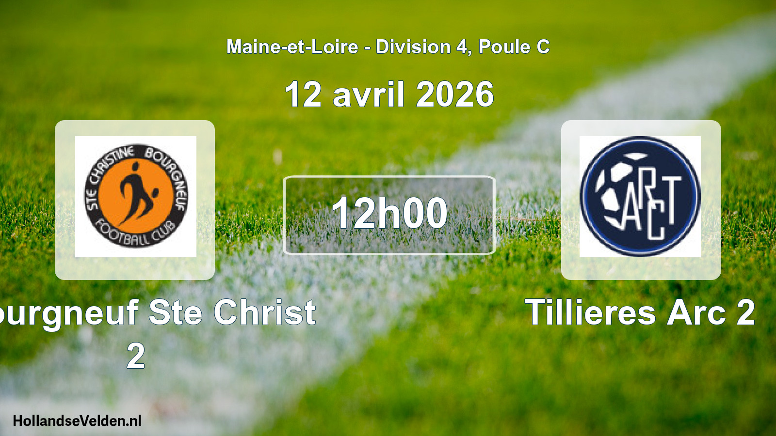 Geplande wedstrijd: Bourgneuf Ste Christ 2 - Tillieres Arc 2 (12 avril 2026)