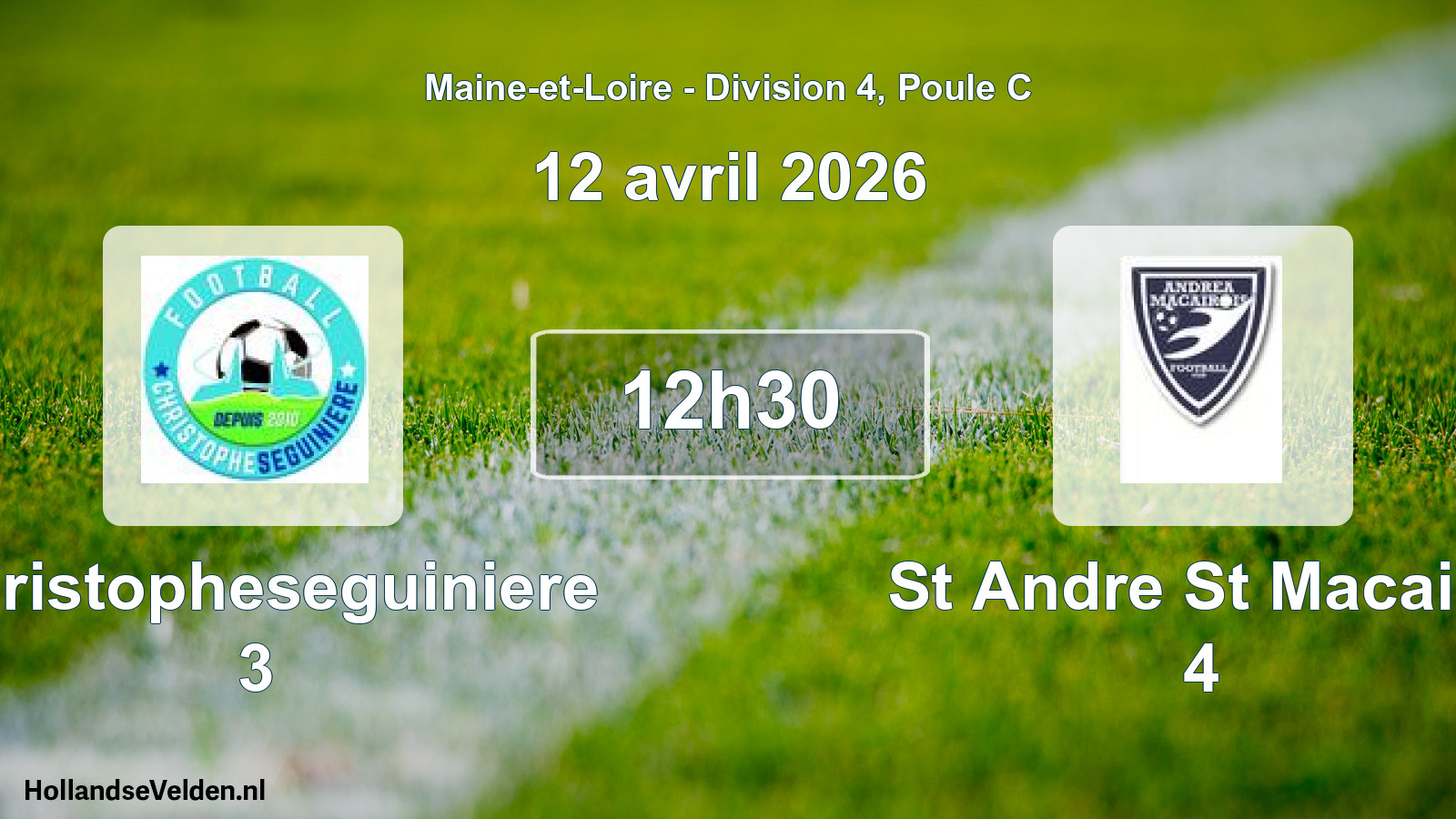 Geplande wedstrijd: Christopheseguiniere 3 - St Andre St Macaire 4 (12 avril 2026)