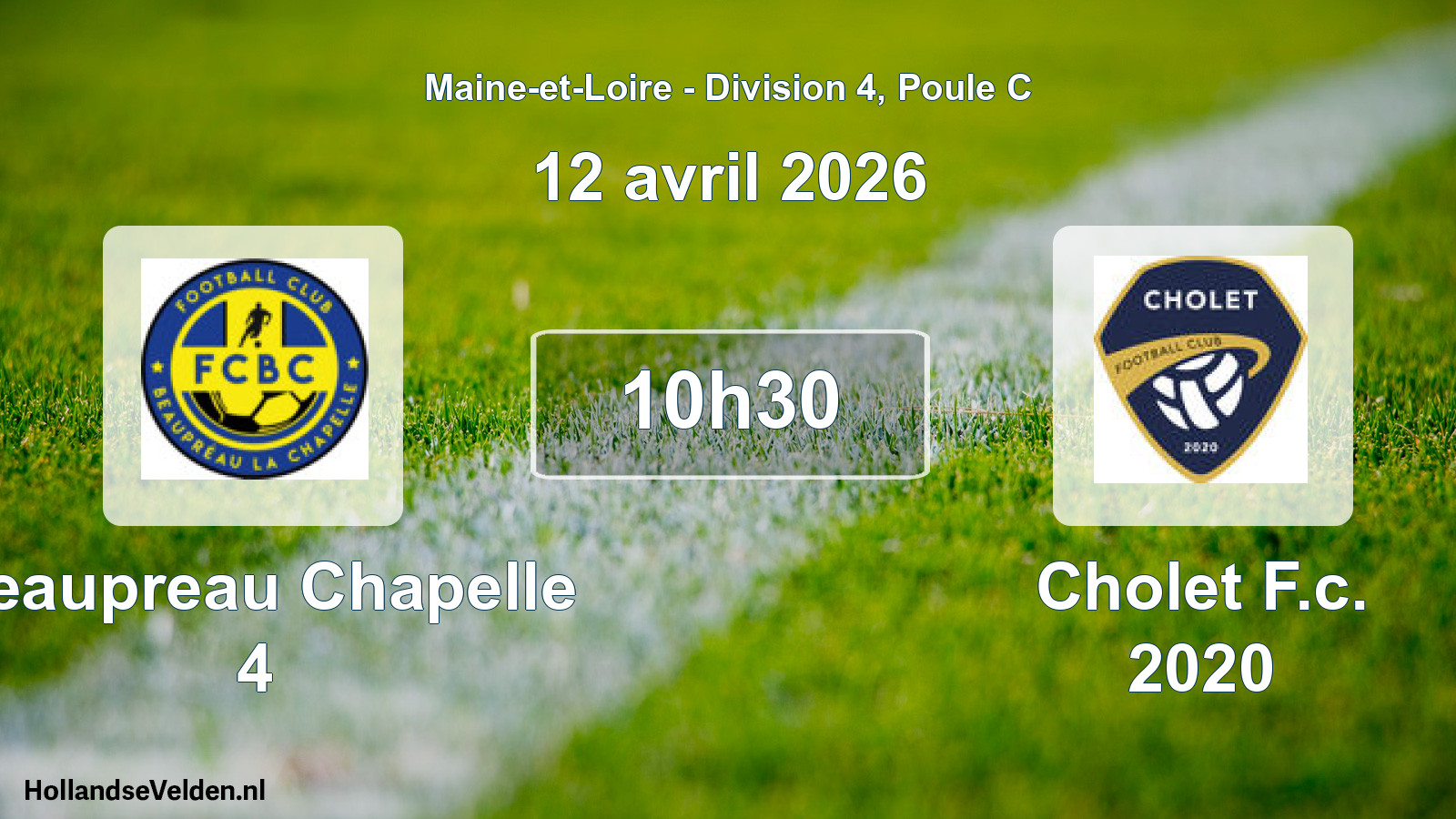 Geplande wedstrijd: Beaupreau Chapelle 4 - Cholet F.c. 2020 (12 avril 2026)