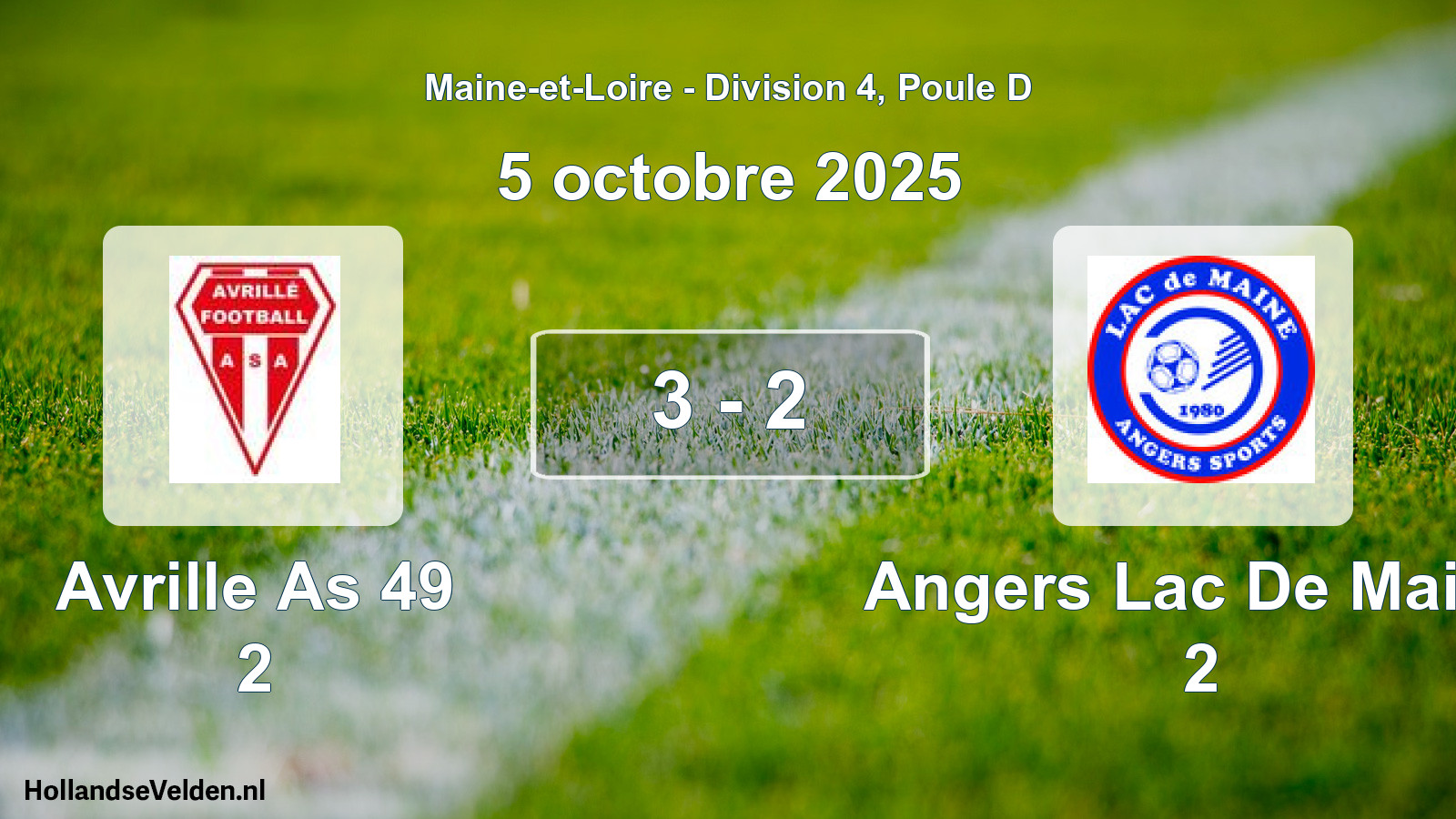 Total number of matches played: Avrille As 49 2 - Angers Lac De Maine 2 3 - 2 (5 October 2025)