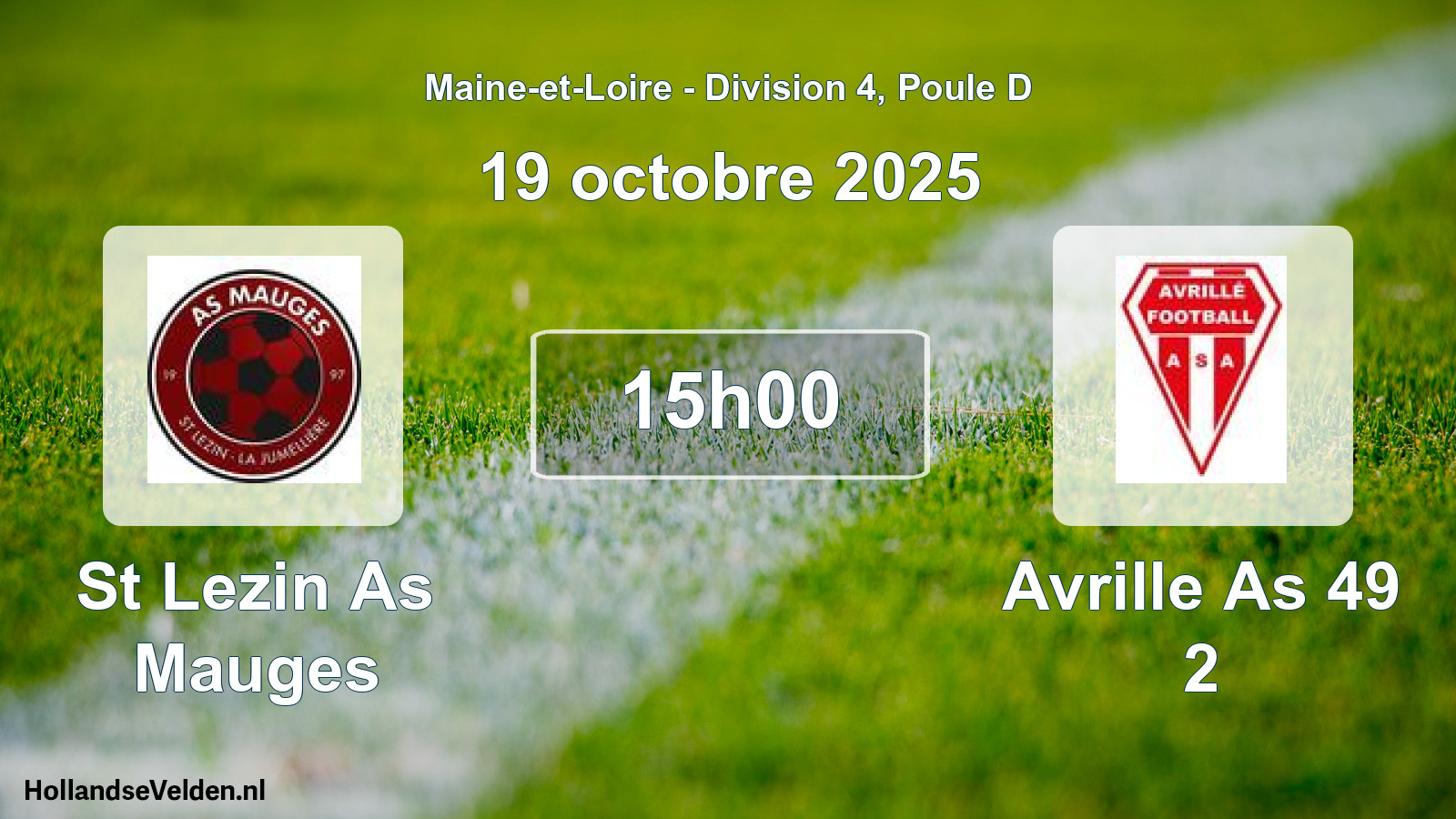 Geplande wedstrijd: St Lezin As Mauges - Avrille As 49 2 (19 octobre 2025)