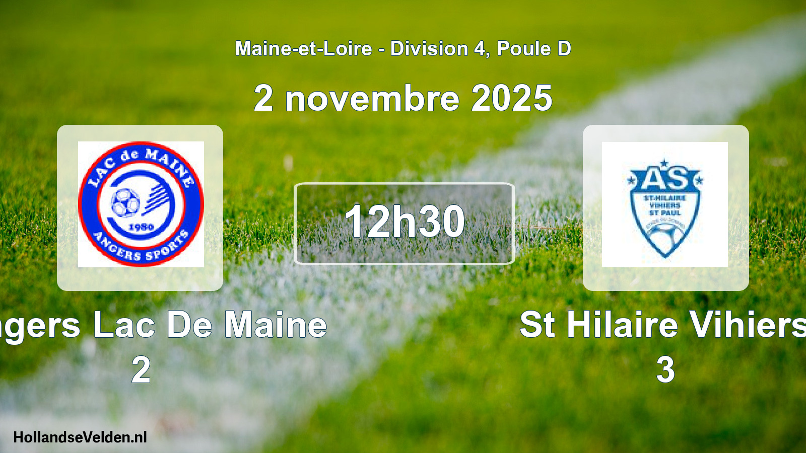 Geplande wedstrijd: Angers Lac De Maine 2 - St Hilaire Vihiers 3 (2 novembre 2025)