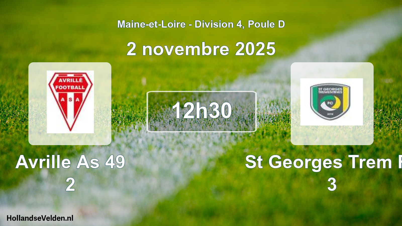 Geplande wedstrijd: Avrille As 49 2 - St Georges Trem Fc 3 (2 november 2025)