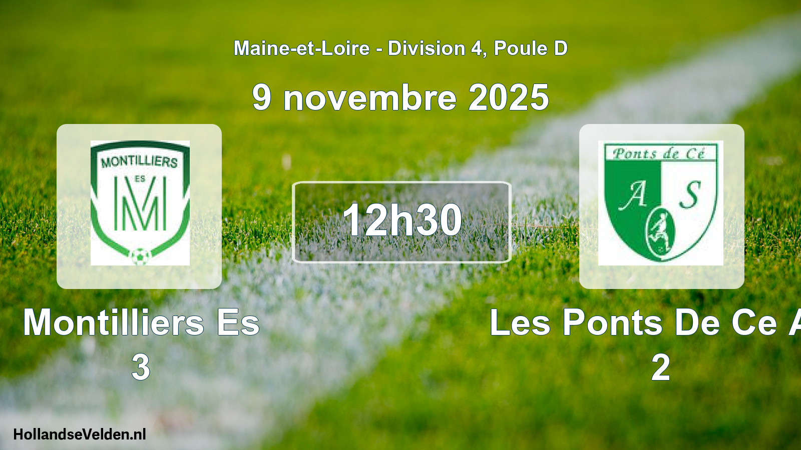 Geplande wedstrijd: Montilliers Es 3 - Les Ponts De Ce As 2 (9 novembre 2025)