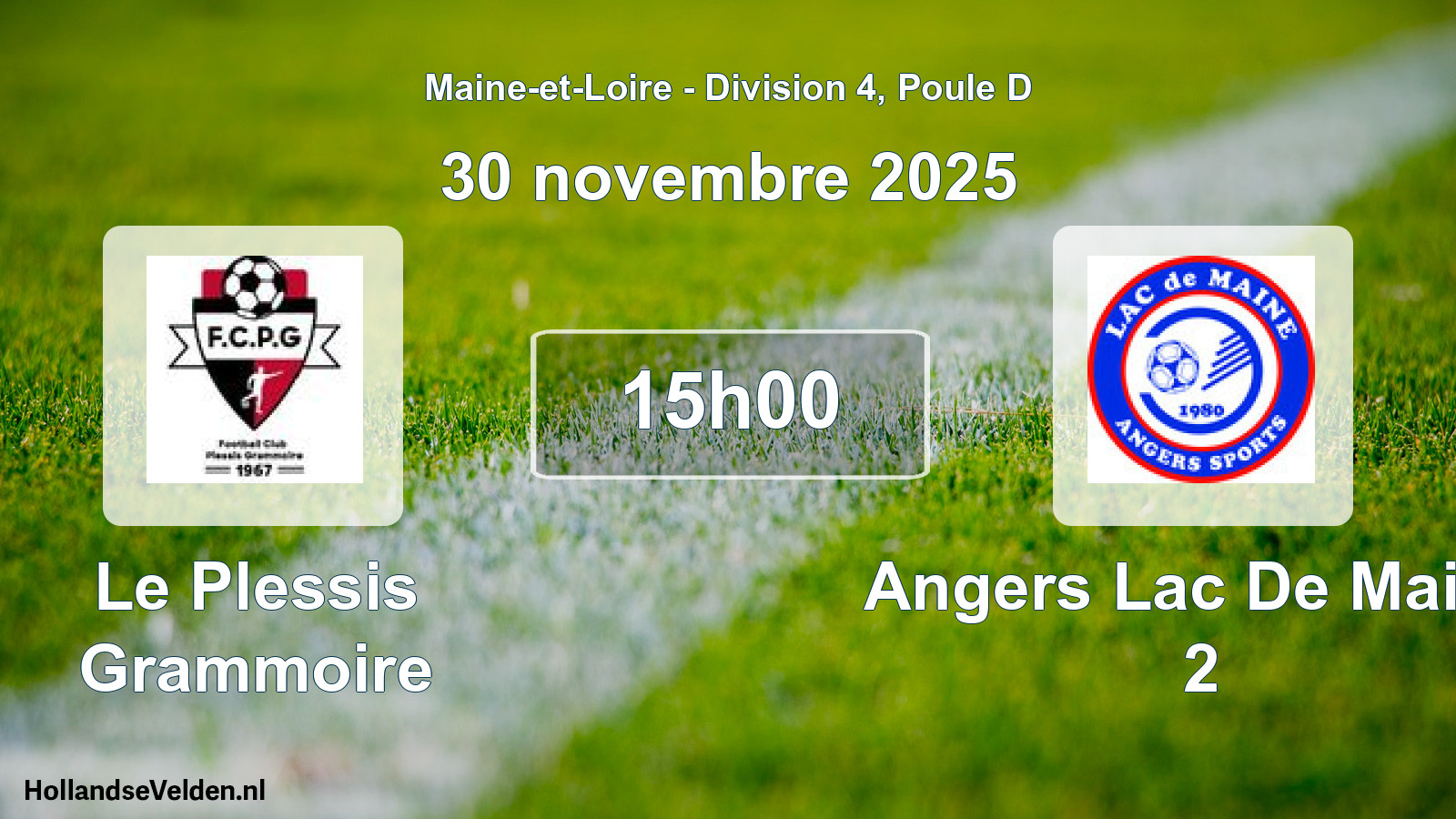 Geplande wedstrijd: Le Plessis Grammoire - Angers Lac De Maine 2 (30 novembre 2025)