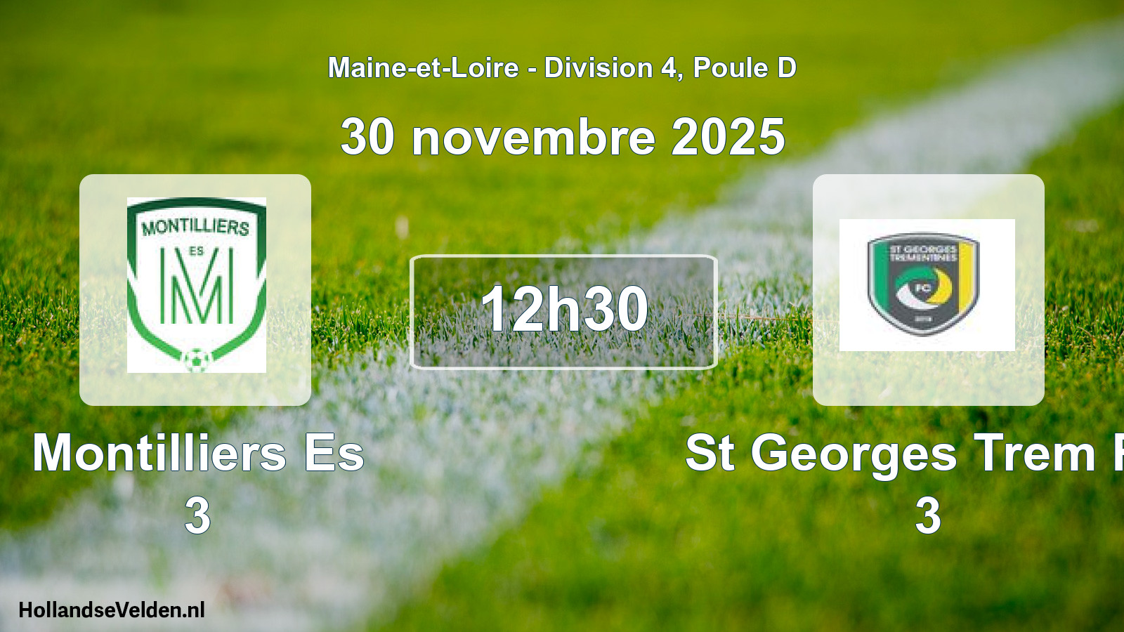Geplande wedstrijd: Montilliers Es 3 - St Georges Trem Fc 3 (30 novembre 2025)