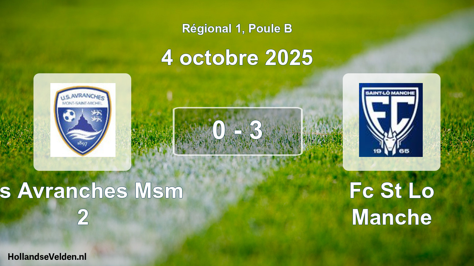 Total number of matches played: Us Avranches Msm 2 - Fc St Lo Manche 0 - 3 (4 October 2025)