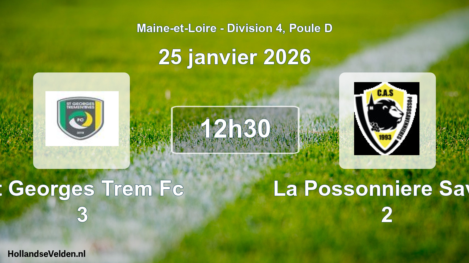 Scheduled Match: St Georges Trem Fc 3 - La Possonniere Saven 2 (25 January 2026)