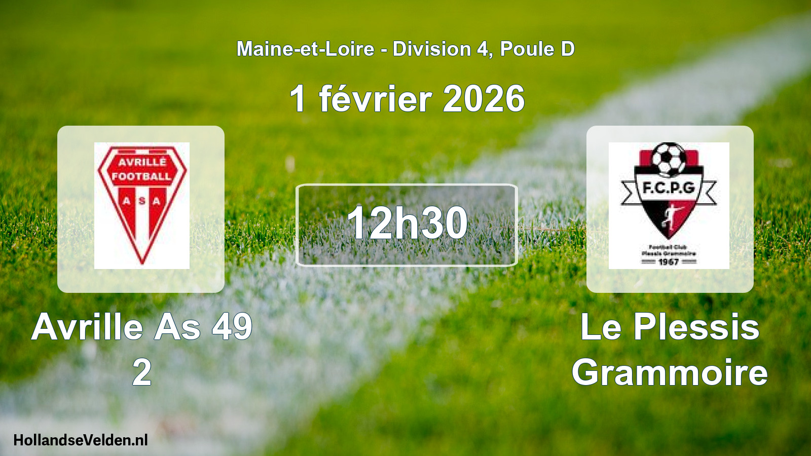 Geplande wedstrijd: Avrille As 49 2 - Le Plessis Grammoire (1 février 2026)