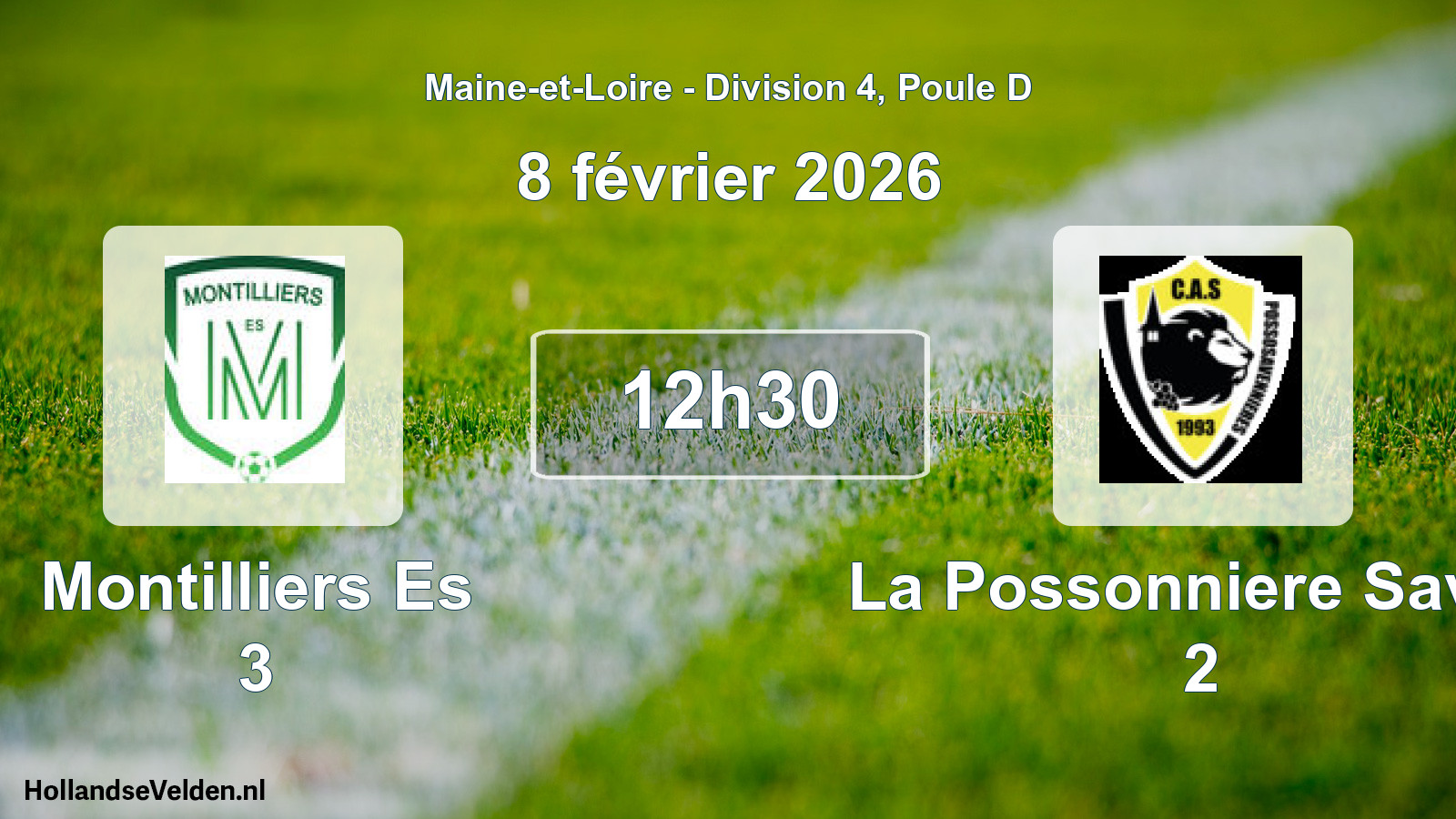 Scheduled Match: Montilliers Es 3 - La Possonniere Saven 2 (8 February 2026)