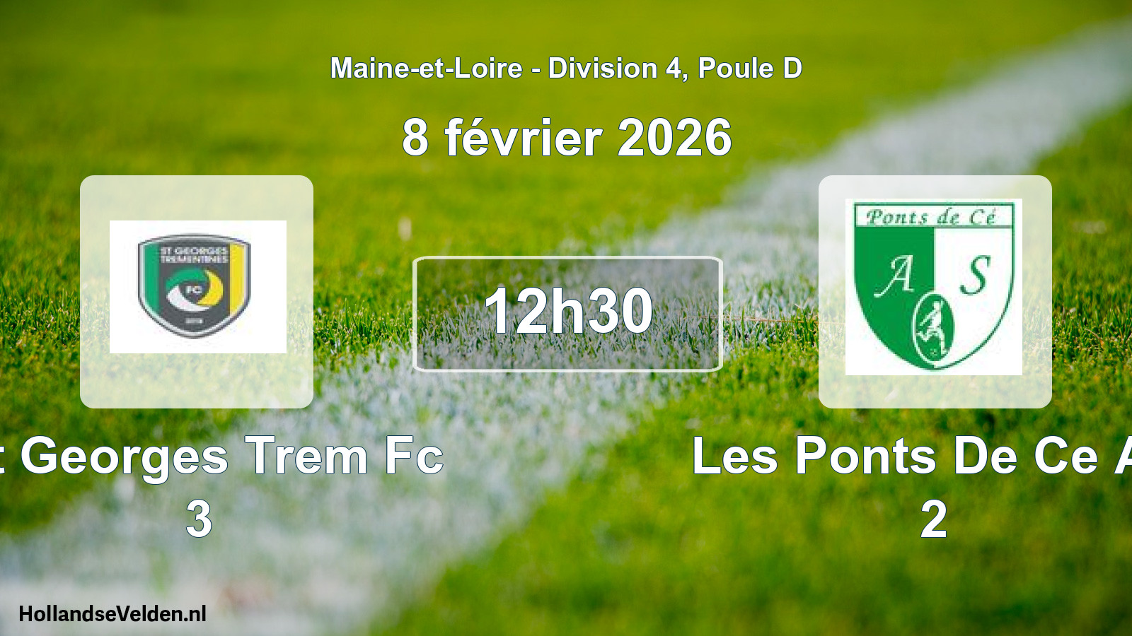 Geplande wedstrijd: St Georges Trem Fc 3 - Les Ponts De Ce As 2 (8 februari 2026)