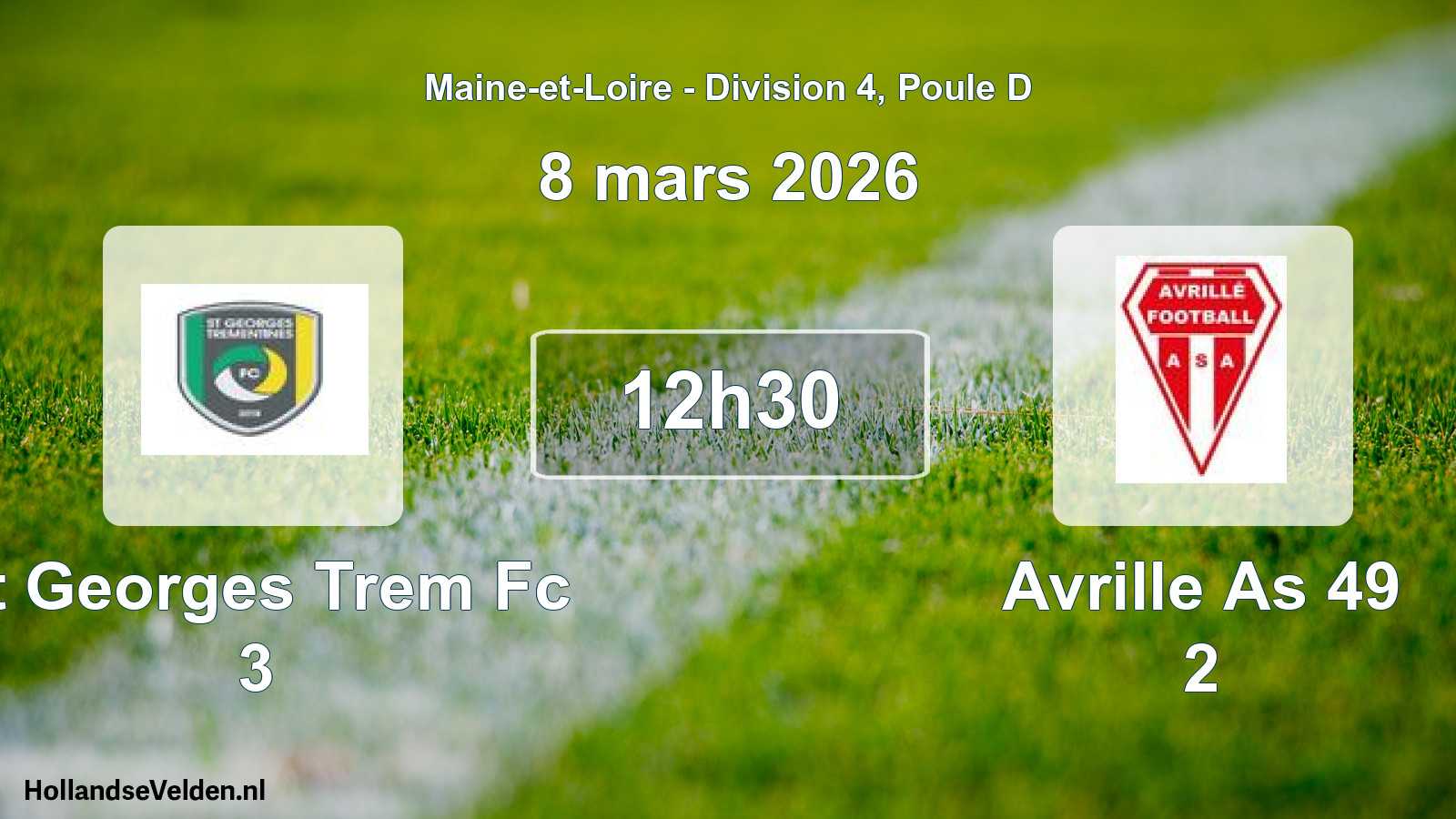 Geplande wedstrijd: St Georges Trem Fc 3 - Avrille As 49 2 (8 mars 2026)