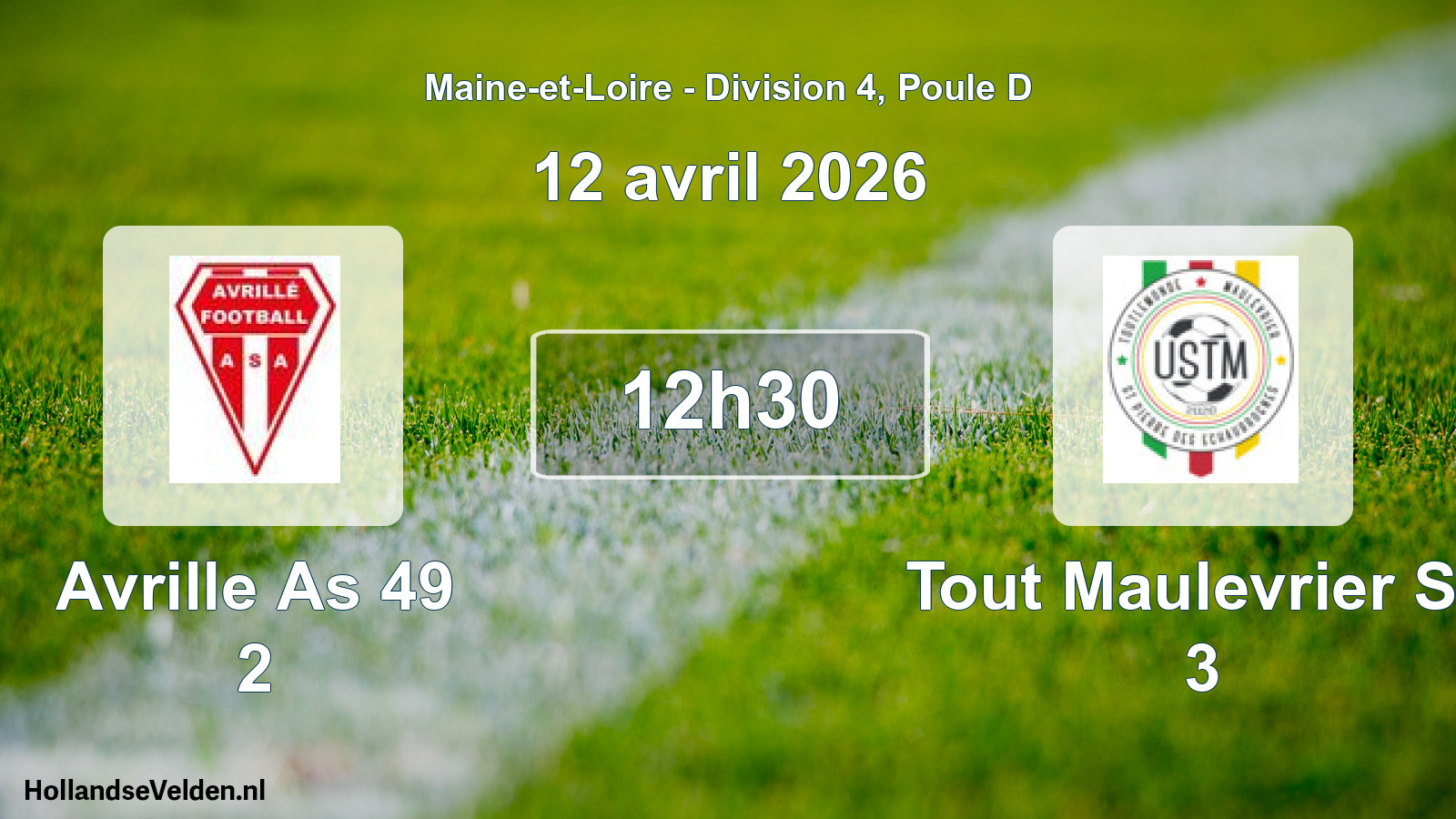 Geplande wedstrijd: Avrille As 49 2 - Tout Maulevrier Sp 3 (12 april 2026)