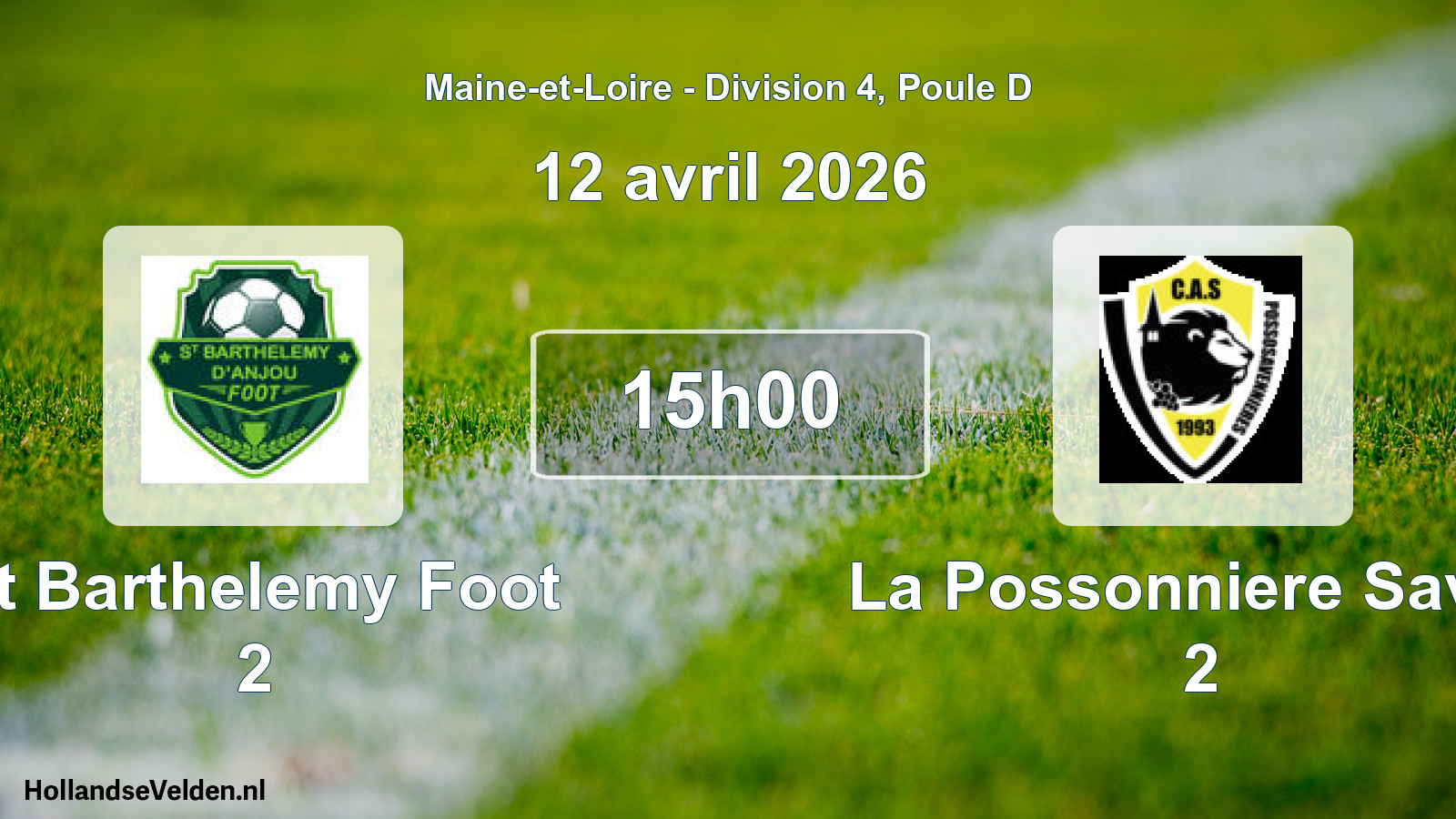 Geplande wedstrijd: St Barthelemy Foot 2 - La Possonniere Saven 2 (12 avril 2026)
