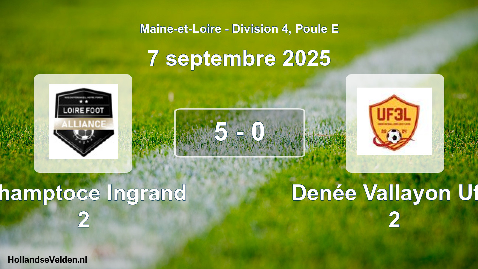 Gespeelde wedstrijd: Champtoce Ingrand 2 - Denée Vallayon Uf3l 2 5 - 0 (7 septembre 2025)