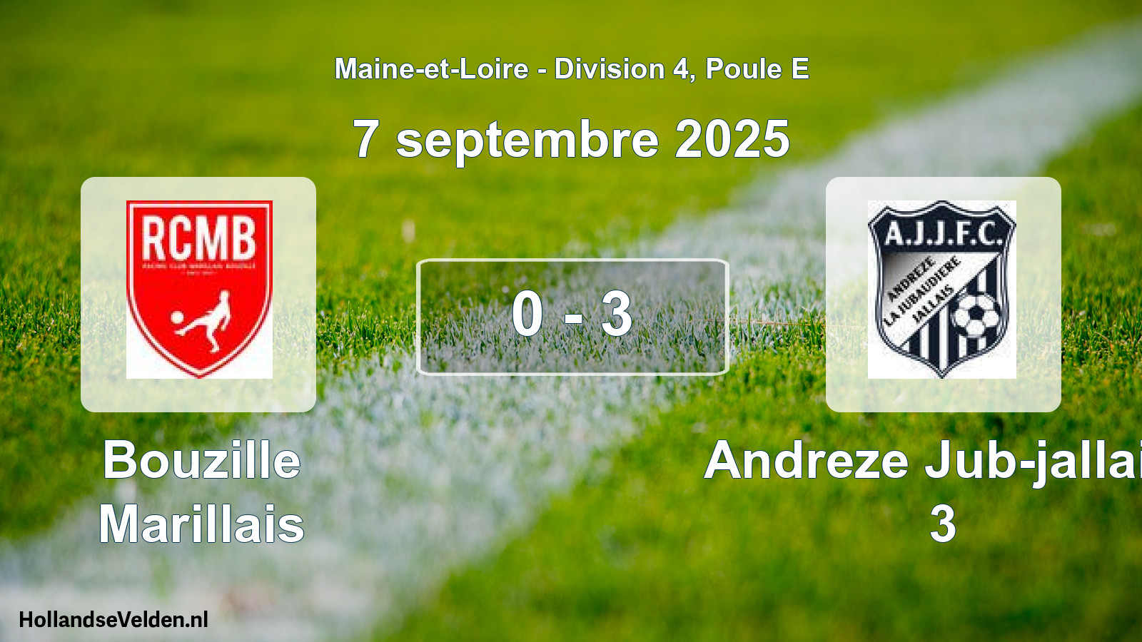 Gespeelde wedstrijd: Bouzille Marillais - Andreze Jub-jallais 3 0 - 3 (7 september 2025)