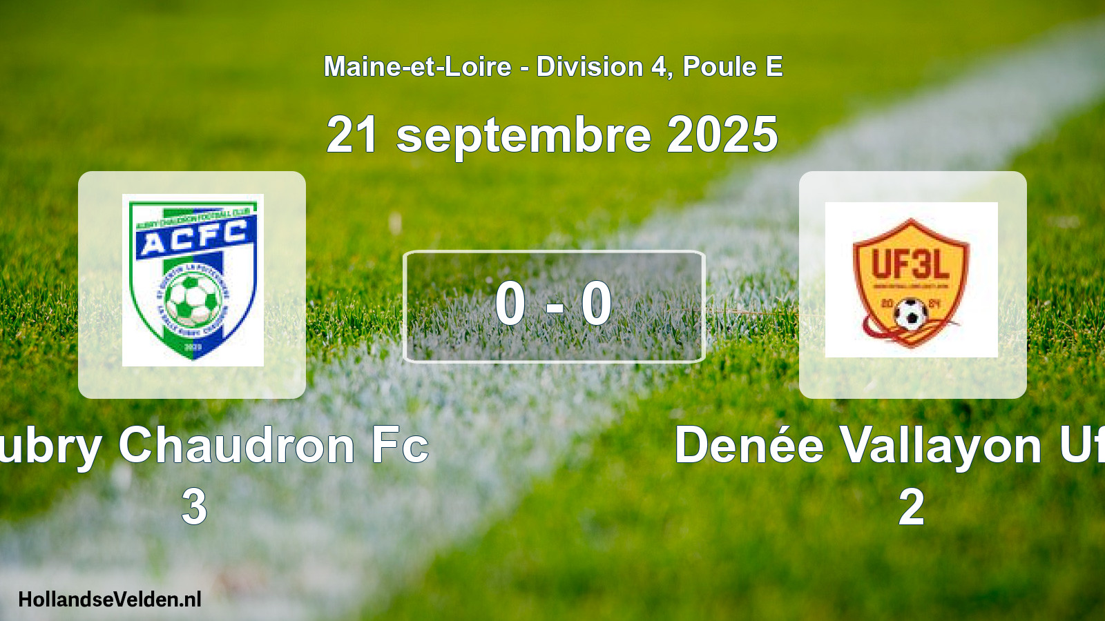 Gespeelde wedstrijd: Aubry Chaudron Fc 3 - Denée Vallayon Uf3l 2 0 - 0 (21 septembre 2025)