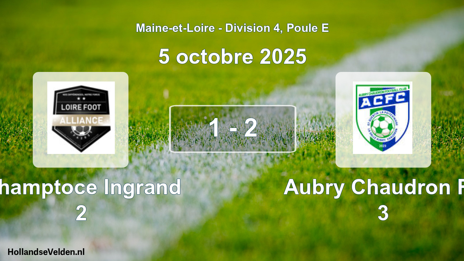 Gespeelde wedstrijd: Champtoce Ingrand 2 - Aubry Chaudron Fc 3 1 - 2 (5 octobre 2025)