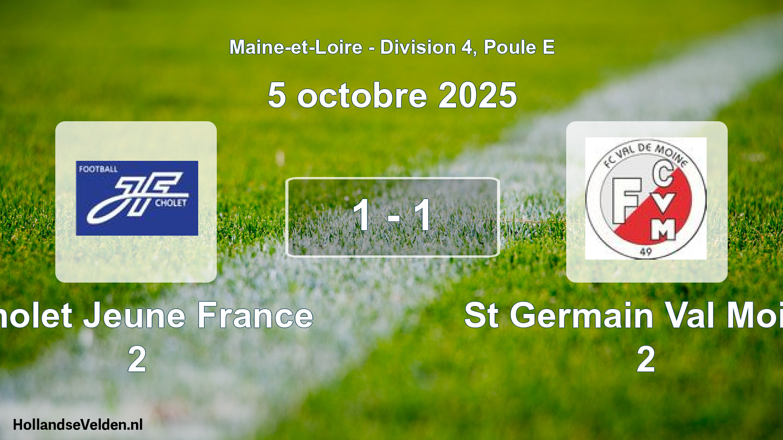 Gespeelde wedstrijd: Cholet Jeune France 2 - St Germain Val Moine 2 1 - 1 (5 oktober 2025)