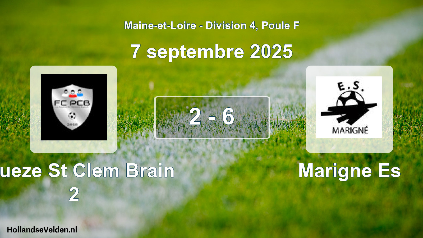 Gespeelde wedstrijd: Poueze St Clem Brain 2 - Marigne Es 2 - 6 (7 september 2025)
