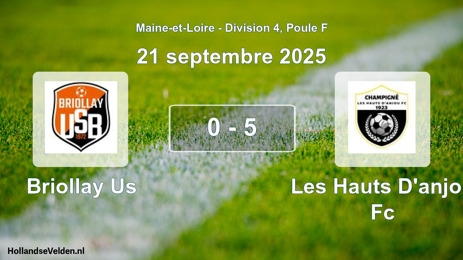 Gespeelde wedstrijd: Briollay Us - Les Hauts D'anjou Fc 0 - 5 (21 septembre 2025)