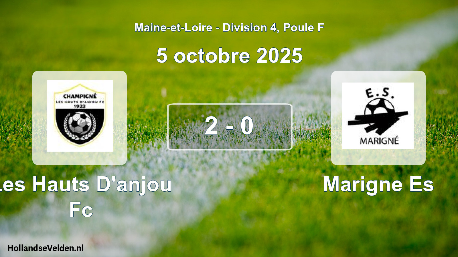Gespeelde wedstrijd: Les Hauts D'anjou Fc - Marigne Es 2 - 0 (5 octobre 2025)