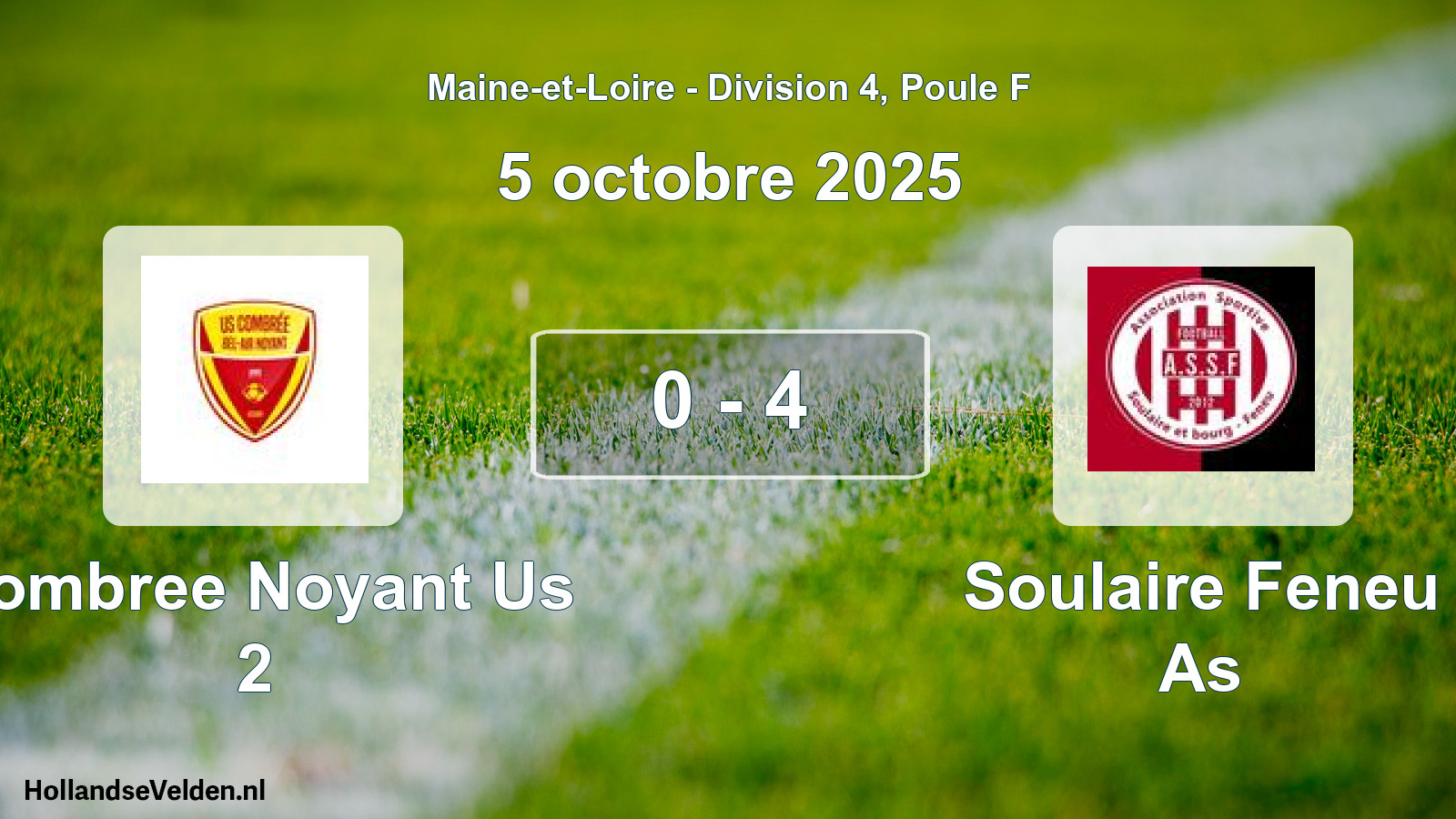 Gespeelde wedstrijd: Combree Noyant Us 2 - Soulaire Feneu As 0 - 4 (5 oktober 2025)