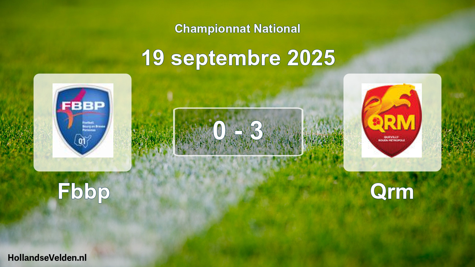 Gespeelde wedstrijd: Fbbp - Qrm 0 - 3 (19 septembre 2025)