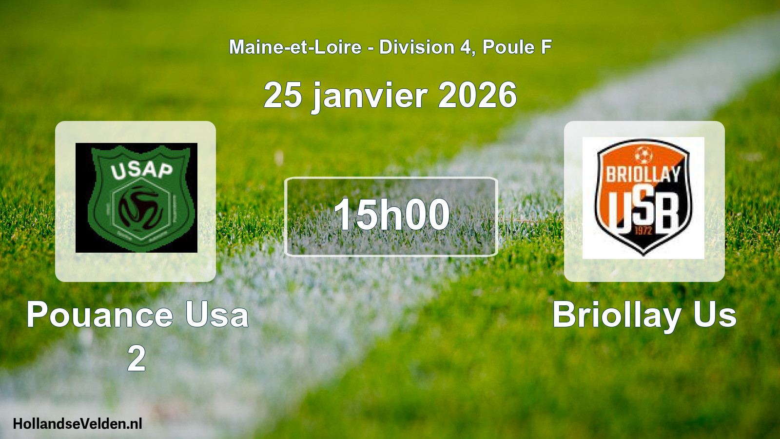 Scheduled Match: Pouance Usa 2 - Briollay Us (25 January 2026)