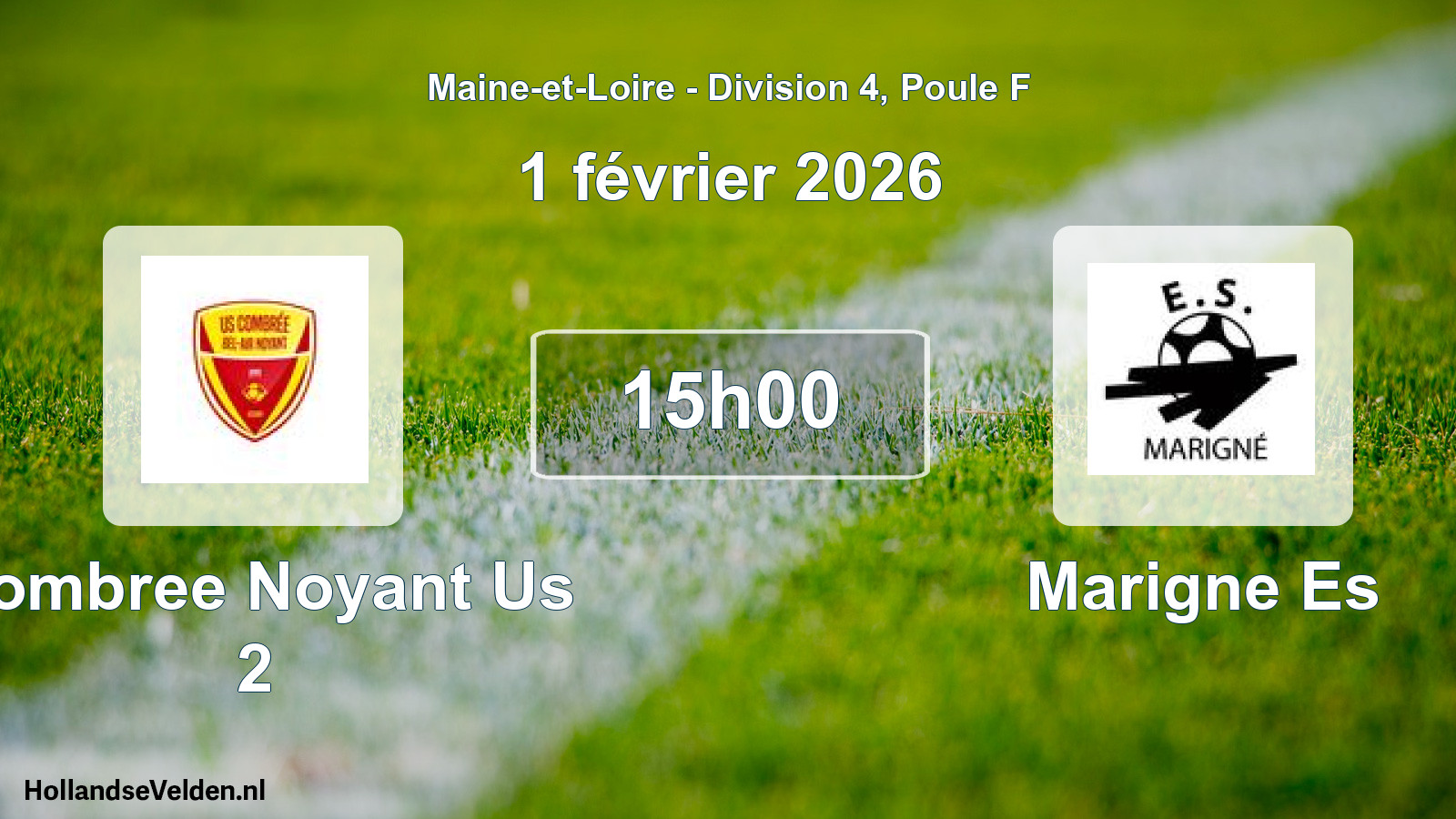 Geplande wedstrijd: Combree Noyant Us 2 - Marigne Es (1 février 2026)