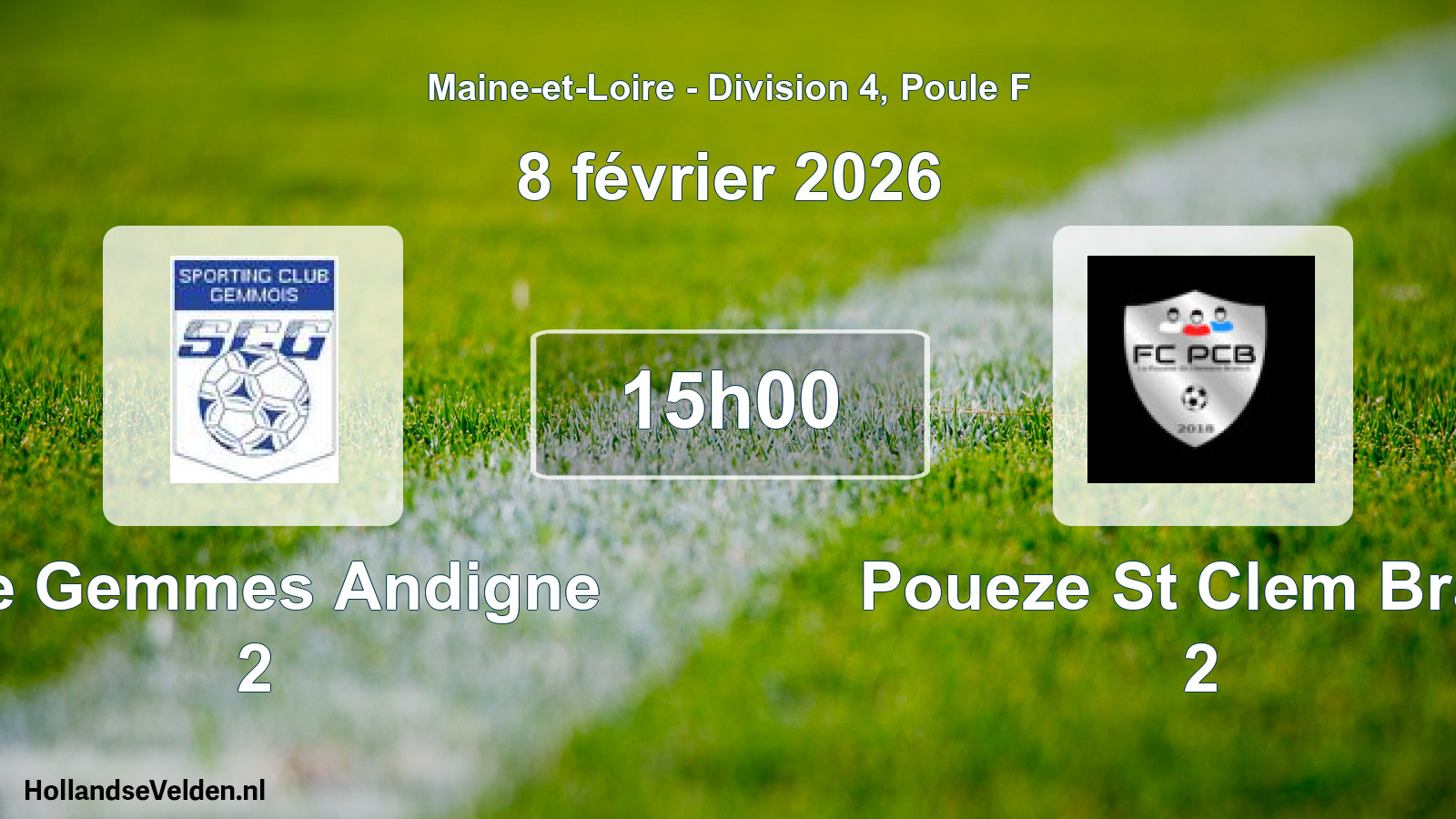 Geplande wedstrijd: Ste Gemmes Andigne 2 - Poueze St Clem Brain 2 (8 février 2026)