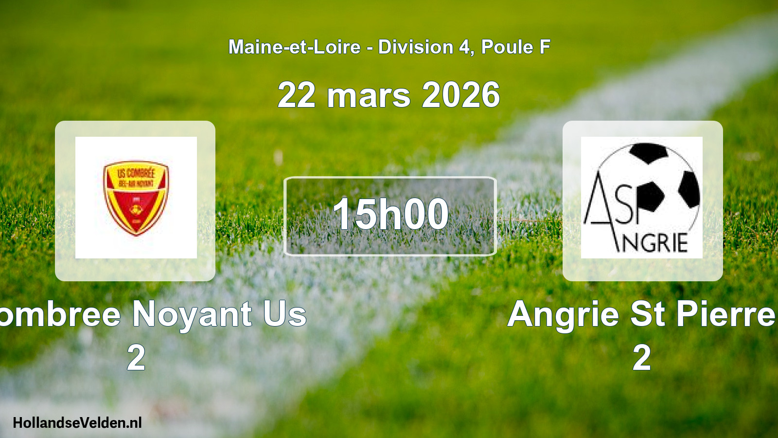Geplande wedstrijd: Combree Noyant Us 2 - Angrie St Pierre 2 (22 maart 2026)