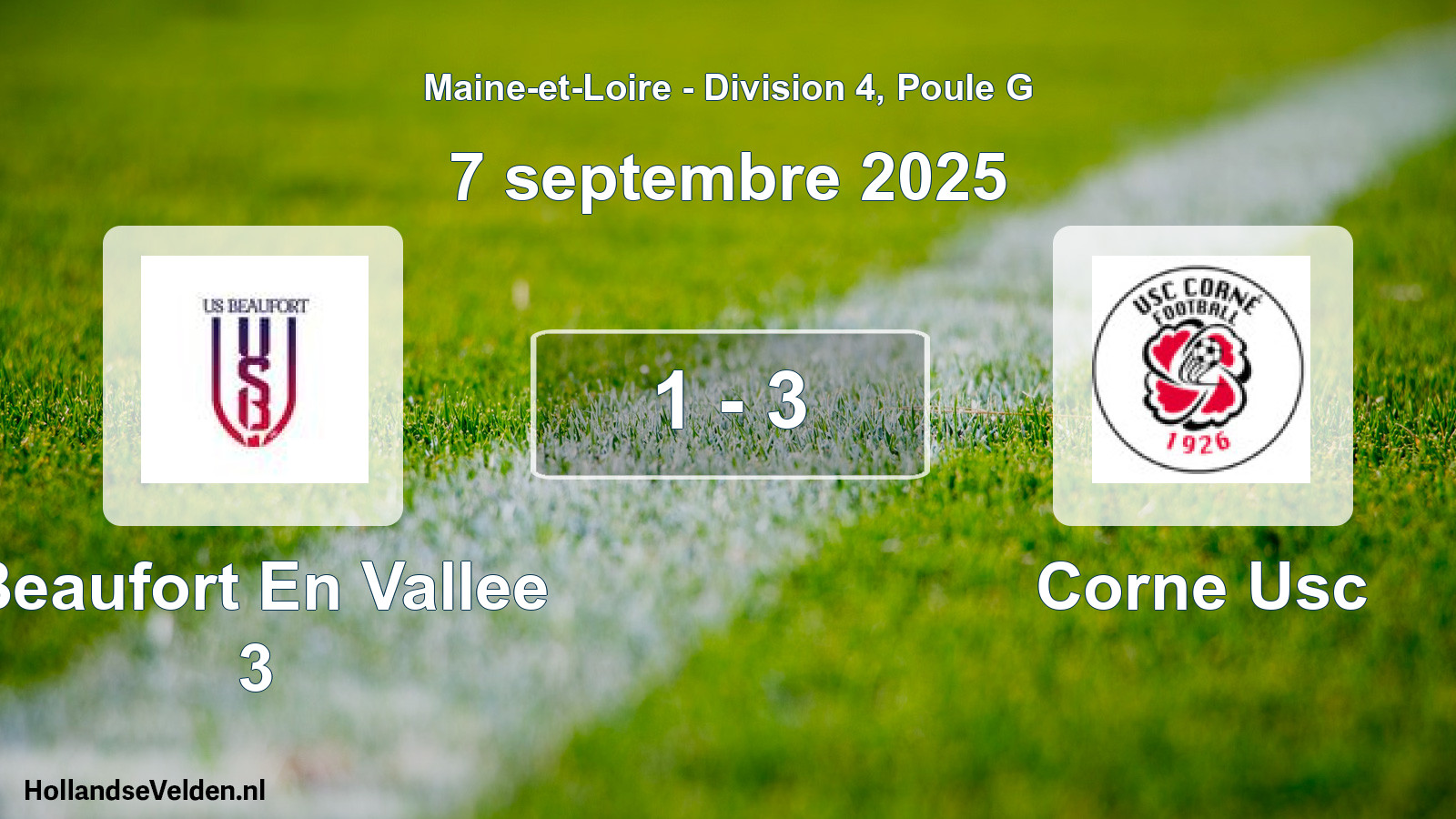 Gespeelde wedstrijd: Beaufort En Vallee 3 - Corne Usc 1 - 3 (7 septembre 2025)