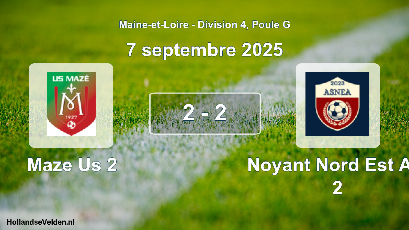 Total number of matches played: Maze Us 2 - Noyant Nord Est Anj 2 2 - 2 (7 September 2025)