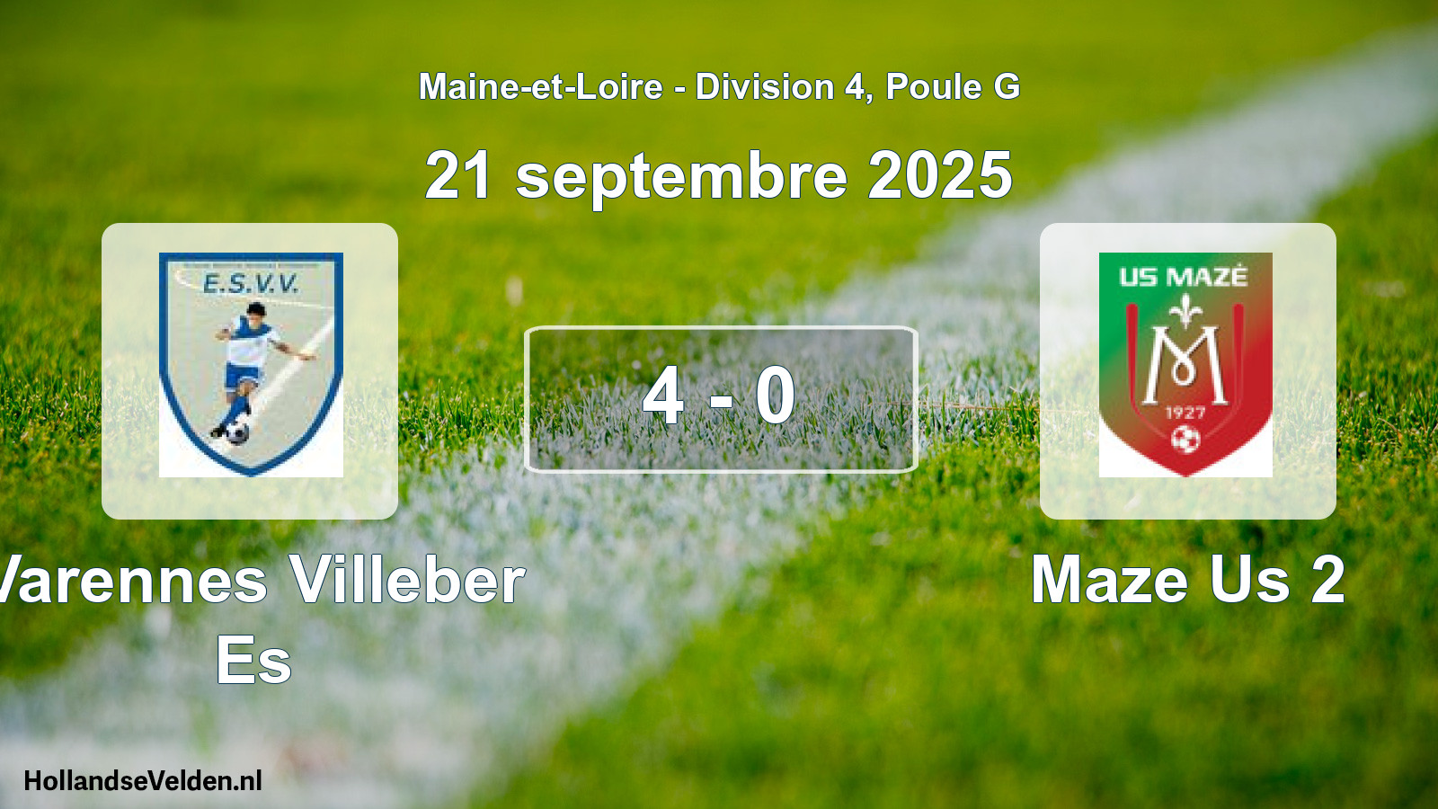 Gespeelde wedstrijd: Varennes Villeber Es - Maze Us 2 4 - 0 (21 september 2025)