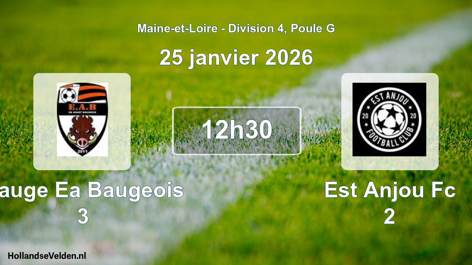 Geplande wedstrijd: Bauge Ea Baugeois 3 - Est Anjou Fc 2 (25 janvier 2026)