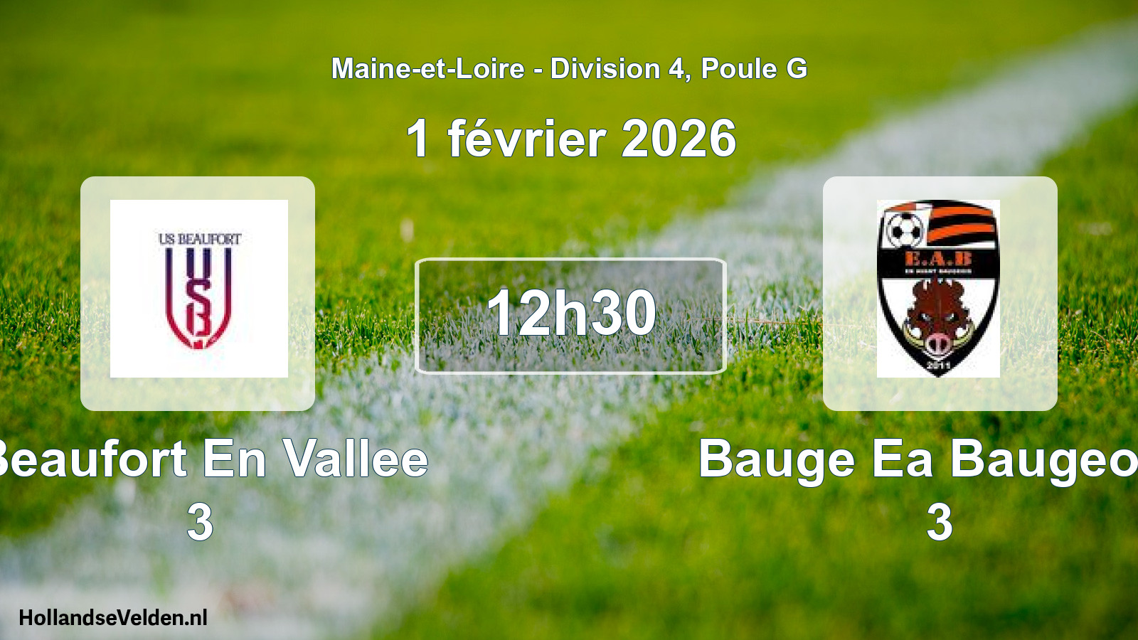Scheduled Match: Beaufort En Vallee 3 - Bauge Ea Baugeois 3 (1 February 2026)