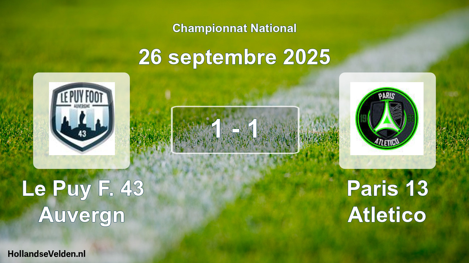 Gespeelde wedstrijd: Le Puy F. 43 Auvergn - Paris 13 Atletico 1 - 1 (26 septembre 2025)