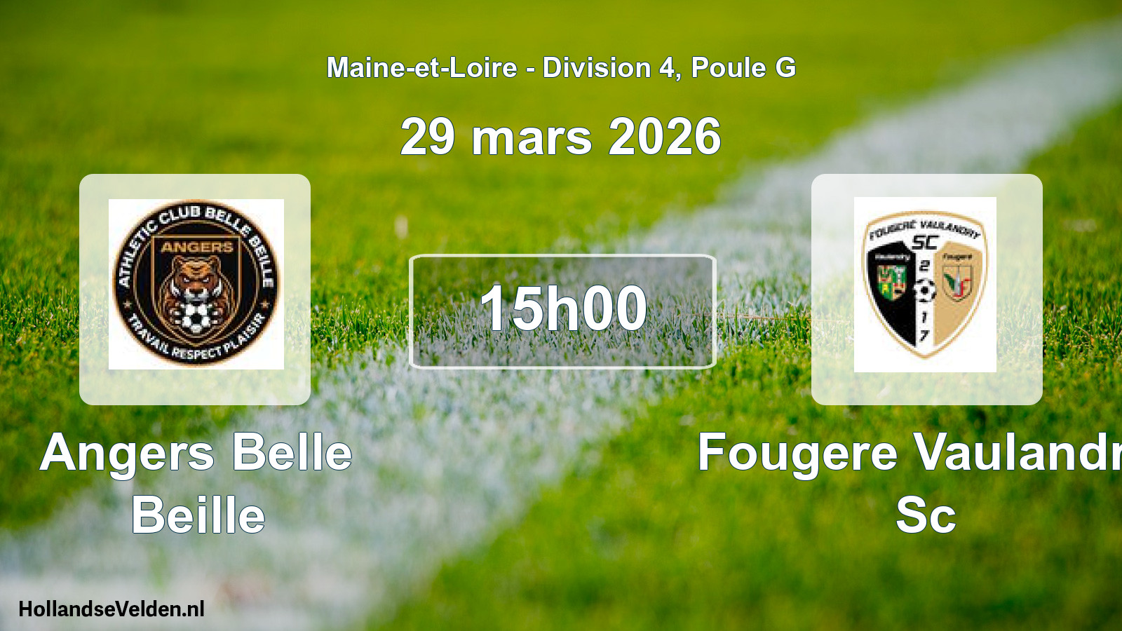 Scheduled Match: Angers Belle Beille - Fougere Vaulandry Sc (29 March 2026)