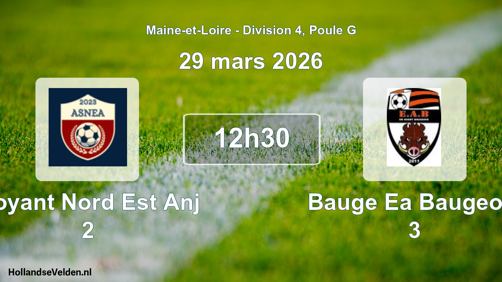 Scheduled Match: Noyant Nord Est Anj 2 - Bauge Ea Baugeois 3 (29 March 2026)