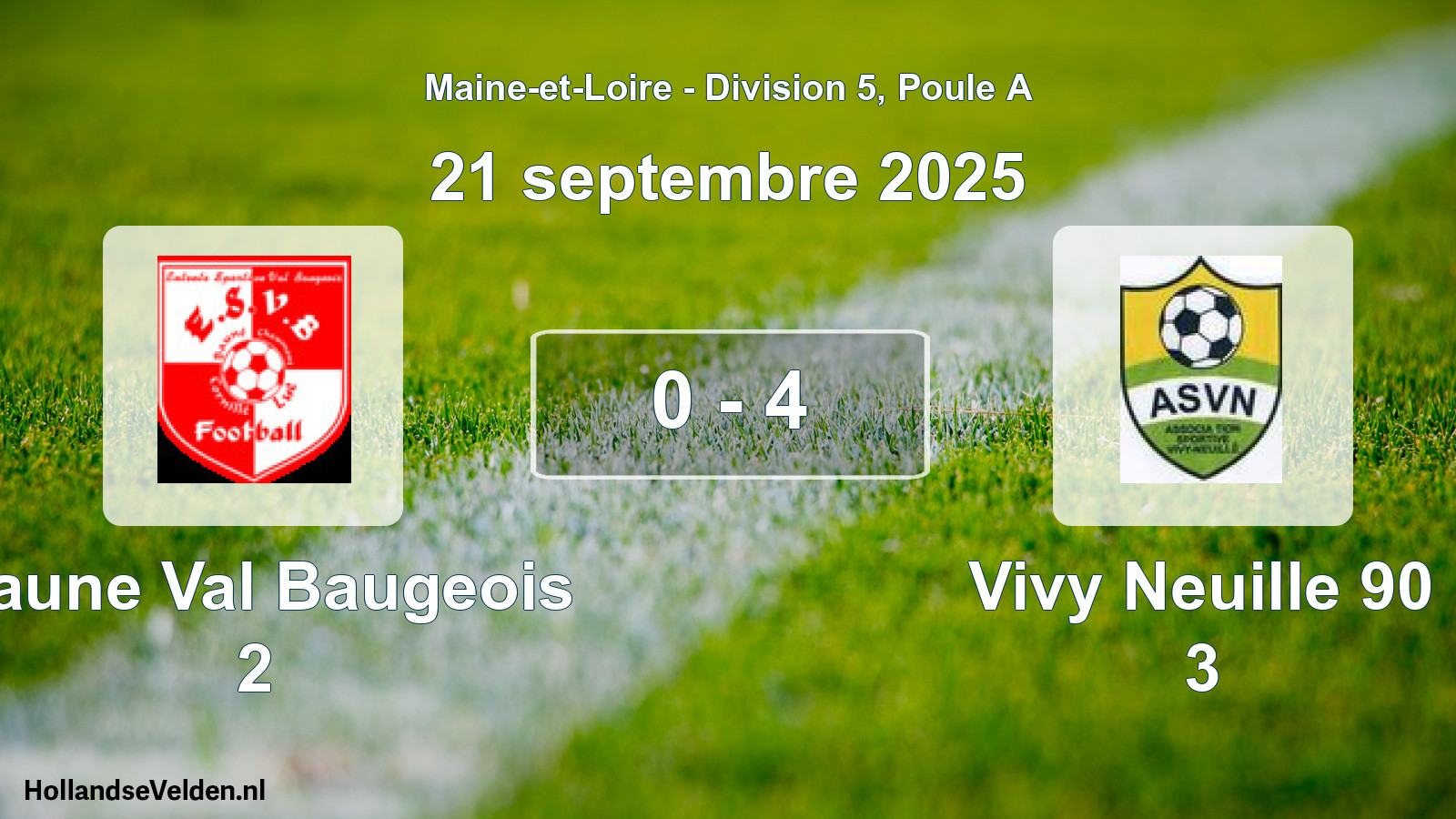 Total number of matches played: Baune Val Baugeois 2 - Vivy Neuille 90 3 0 - 4 (21 September 2025)